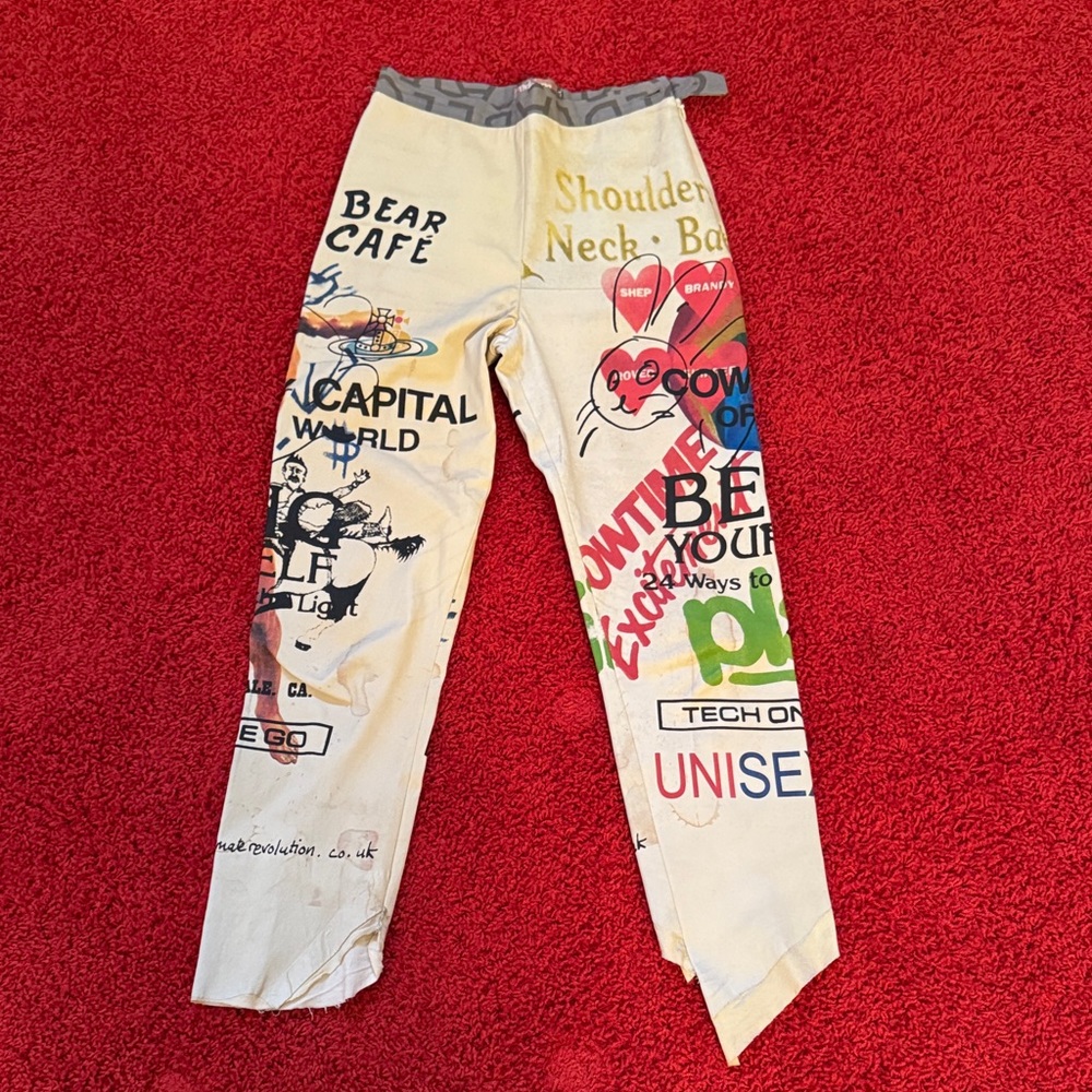 Vivienne Westwood GOLD LABEL LEATHER STRETCH PANTS MEANINGLESS PRINT 2015 - Picture 4 of 16